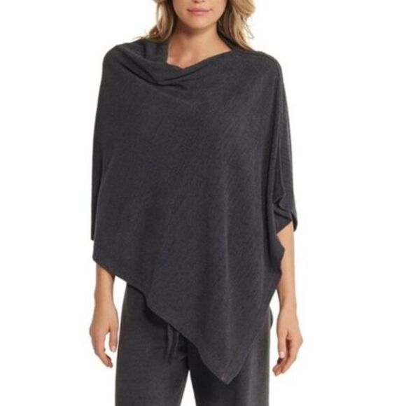 NWT Barefoot Dreams Carbon CozyChic Ultra Lite Poncho ONE SIZE - Picture 1 of 5